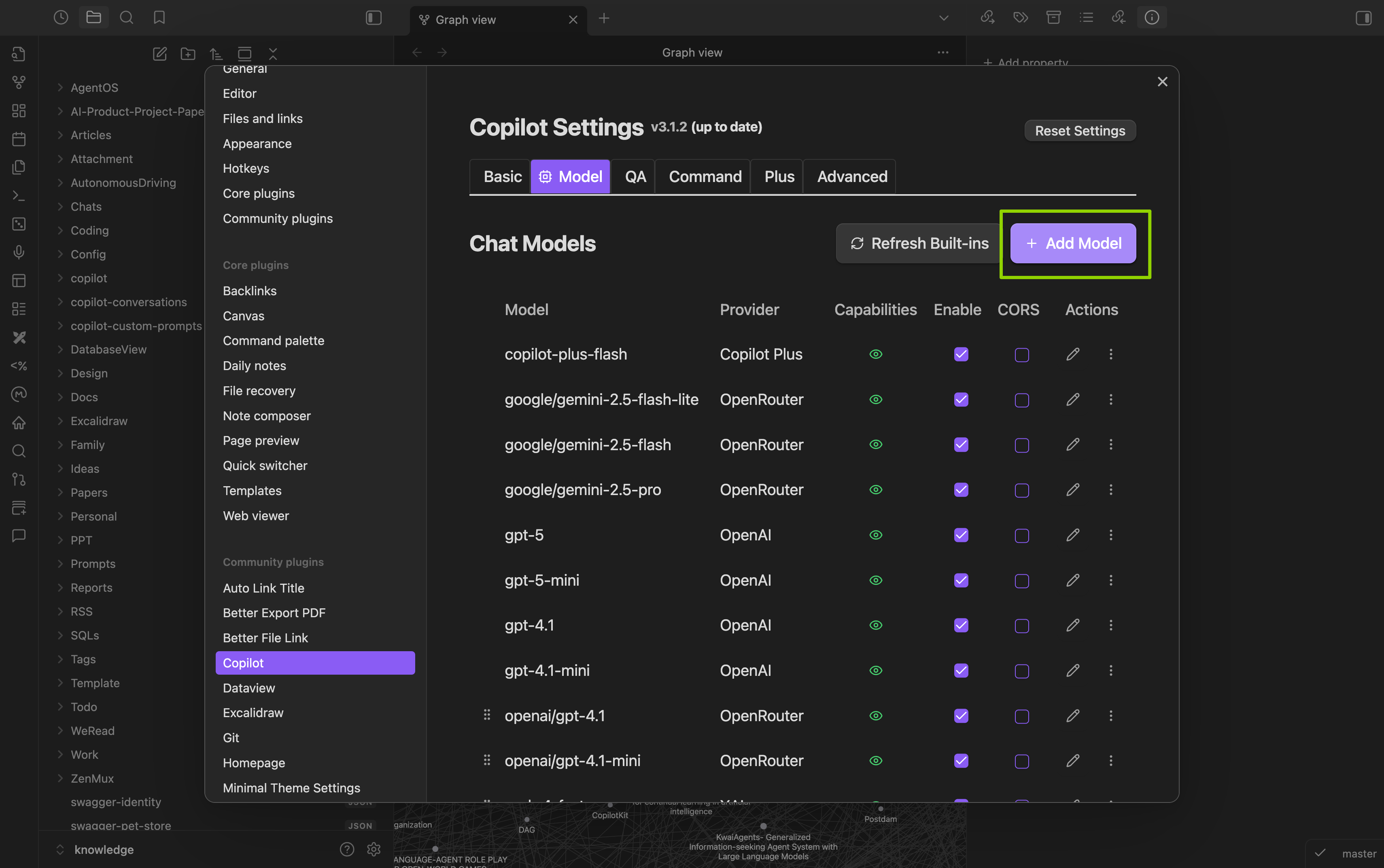 Add model button