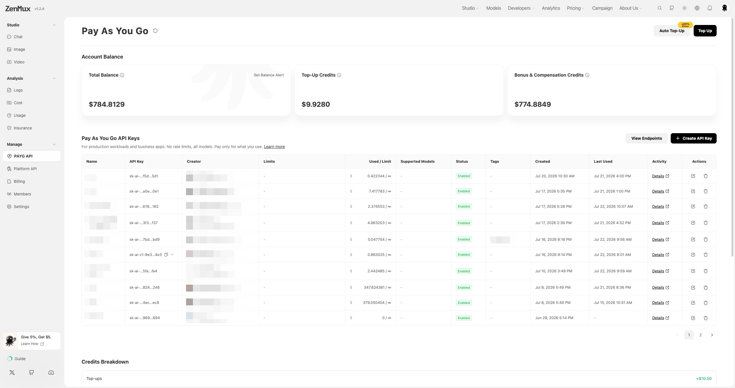 Manage organization API keys