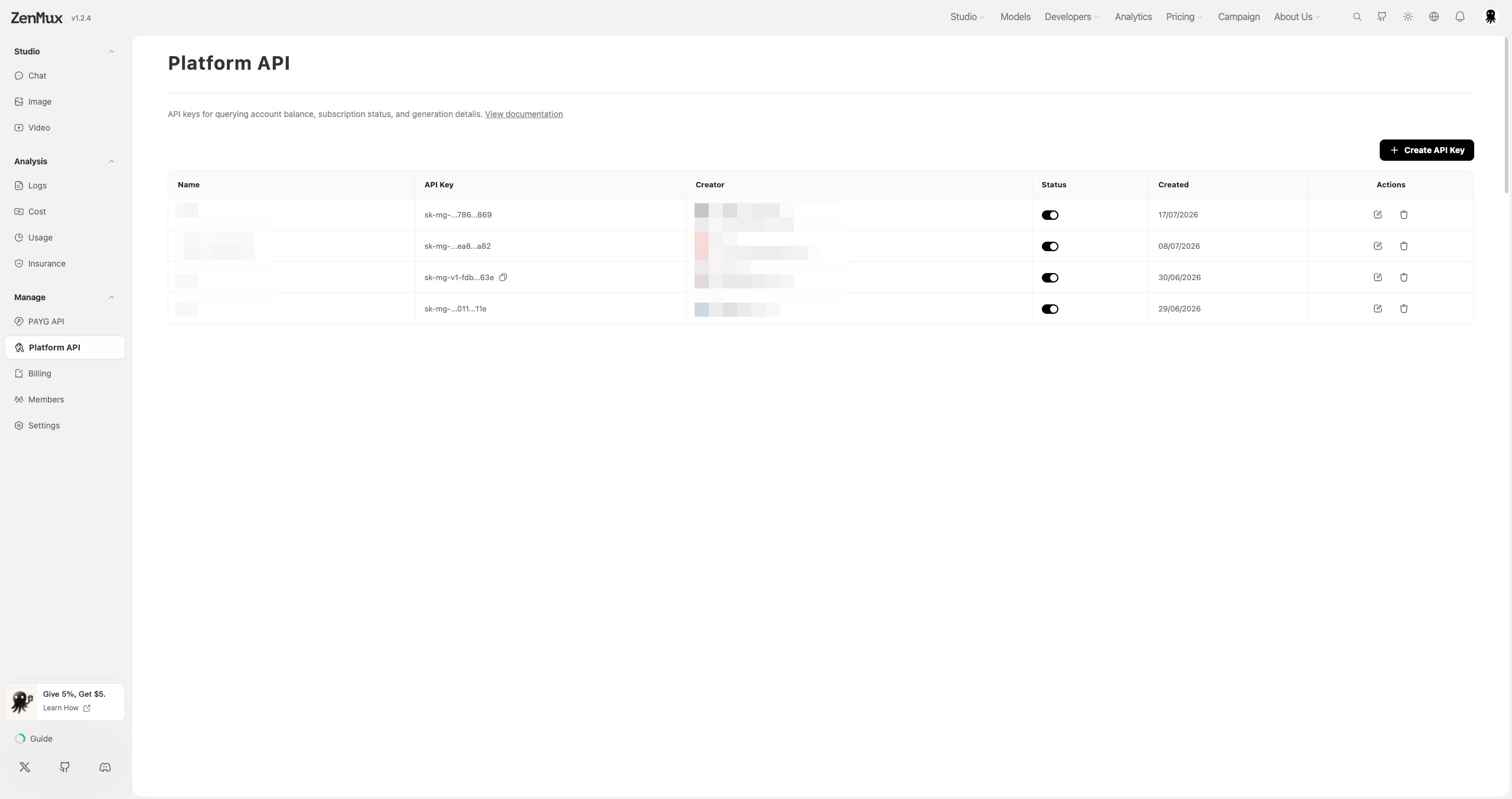 Manage organization API keys 2